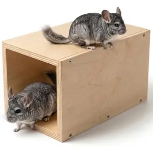 Hanging Wooden Tunnel Toys for Small Animals, Tunnel Habitat Cage Accessories for Chinchilla Squirrel Guinea Pig Rat (Brown-A)