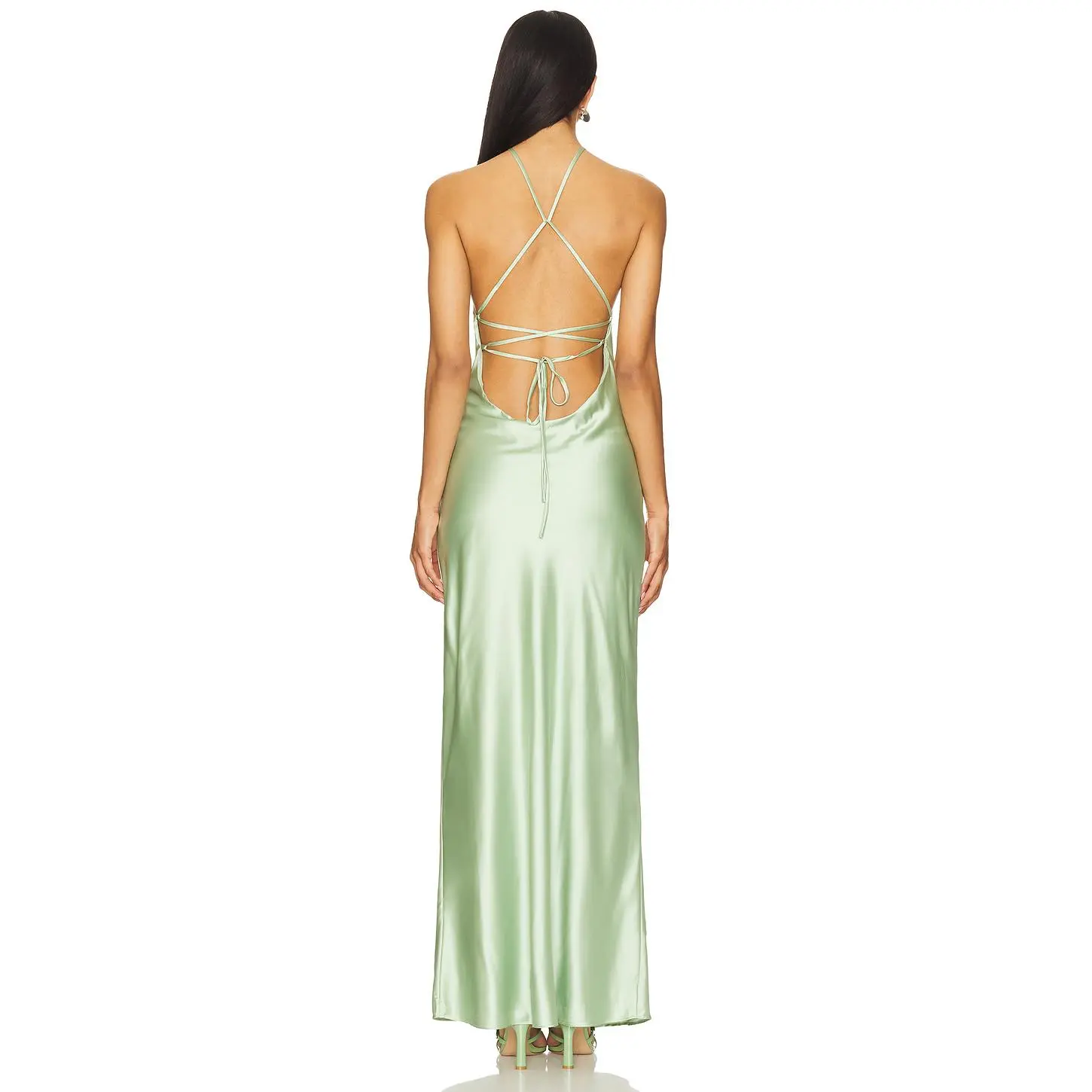 line and dot green maxi dress DELIA DRESS