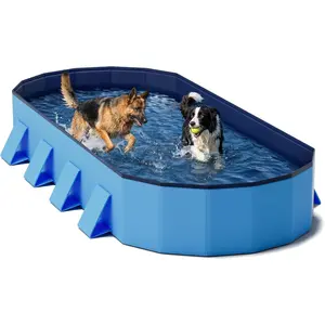 Foldable Dog Pool, 82'' Extra Large Dog Pool for Large Dogs with Non-Slip & Reinforced Support Boards, Portable Pet Bath Tub for Outdoor Backyard Use