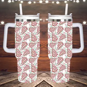 Christmas Tree Cakes 40 oz Tumbler with Handle Drinkware Cup Lid Straw Beverage Water Bottle Insulated perfect gift ounce design Winter