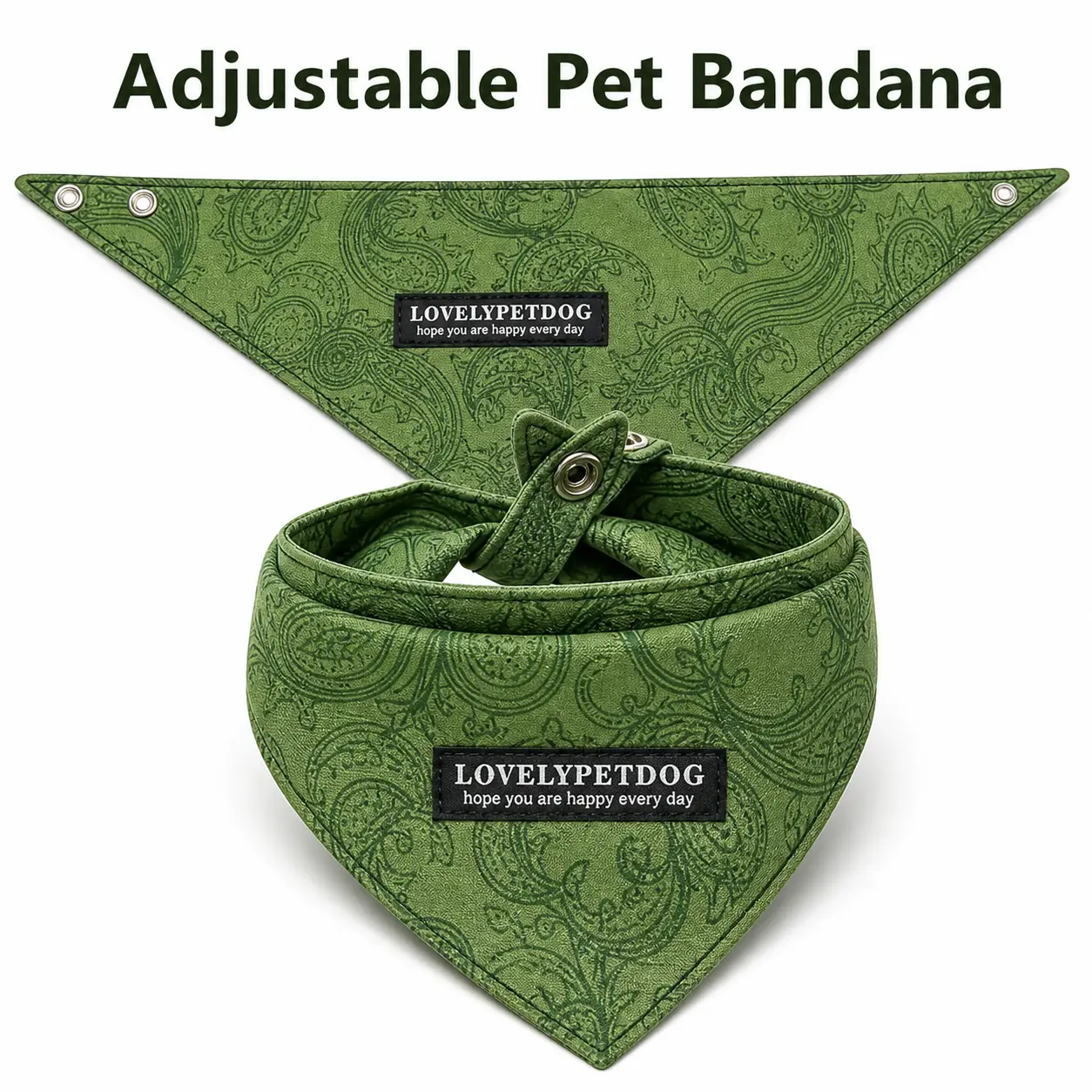 Classic Paisley Animal Print Snap-Button Pet Bandana - Soft Breathable Universal Cartoon Cowboy Scarf, Adjustable Machine Wash All Seasons Retro Bib Kerchief for Dogs & Cats Costume
