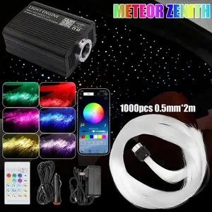 1000pc Fiber Optic Star Light Kit | Car Headliner Roof Twinkle Ceiling Lights | RGB Music Activated Fiber Optic Lamp for Home Theater Car Interior