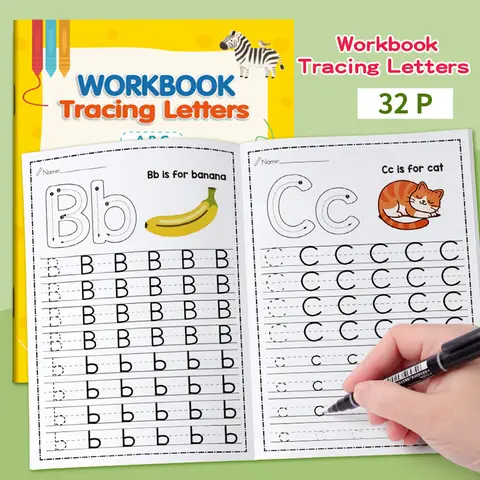 Toddlers Letter Tracing Workbook Learning Materials, School Supplies, Tracing Preschool Books, 32 Pages ABC Learning & Handwriting Practice for Preschoolers, Help Kids Learn to Write Letters Easily