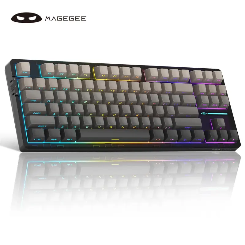 MageGee Light87 Wireless Gasket Mechanical Gaming Keyboard, 75% Gasket Hot Swappable Keyboard with 3 Connection Modes, Side Printed PBT Keycaps RGB Backlit Keyboard for Win/Mac/PC, Gifts for Boyfriend