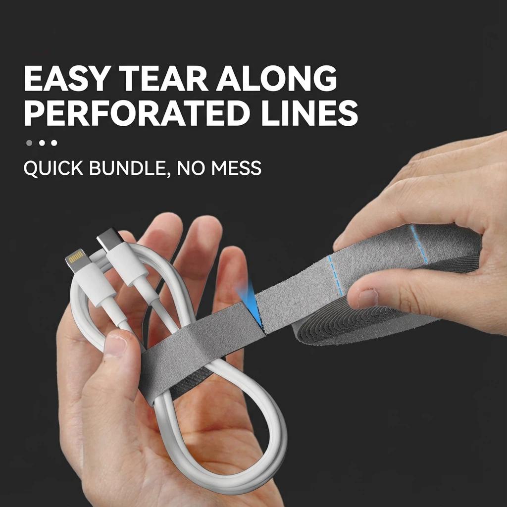 5M*2 Adjustable Magic Cable Ties with Velcro Strap & Hook Loop Fasteners for Efficient Cable Management & Organization #SmartOrganization #CleanSpace