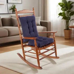 Rocking Chair Cushion, Corduroy Seat and Back Cushion with Ties, Suitable for Indoor/Rocker, Pack of 1, Dark Blue