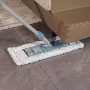Dust Mop for Floor Cleaning, Floor Flat Mop with 2 Washable Pads -Extendable 64'' Iron Handle for Hardwood Tile Marble Laminate Floors,Blue&Gray