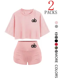 Women's Fitness Shorts Set, Elastic Waistband Design, Casual & Sports Wear, Perfect for Daily Use at Home or Gym