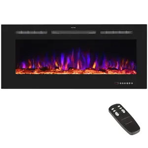 Recessed&Wall-Mounted  Electric Fireplace with Adjustable Flame Color&Intensity,Energy-saving heating,APP Control-EF