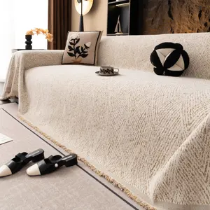 Universal Four-Season Chenille Sofa Cover, Sofa Slipcover, Pet-Friendly Anti-Slip Protector, Dustproof for L-Shaped & 1-4 Seater Sofas, Stylish Practical Design