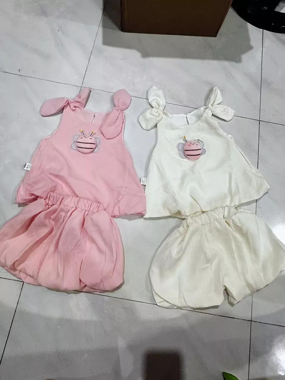 Aesthetic Bee Embroidery Linen Outfit Set – Lightweight Breathable Two Piece, Soft Summer Casual Matching Set, Cute Minimal Style