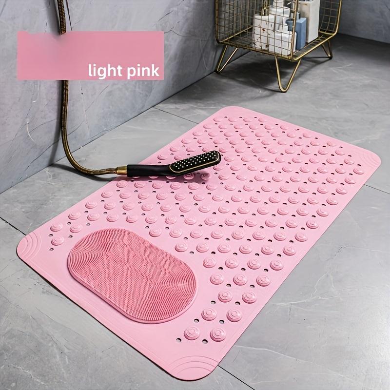 1pc non-slip shower mat, bathtub mat with drain holes and suction cups, foot massage shower rug, home bathroom, bathroom necessities.