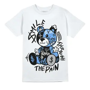 DopeSkill Graphic Tees Black University Blue 5s Streetwear Unisex Cool T-Shirt Sneaker Colour Matching Smile Through The Pain Graphic