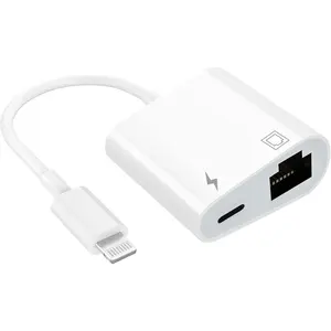 Apple MFi Certified Lightning to Ethernet Adapter - 2 in 1 RJ45 Ethernet LAN Network Adapter with Charge Port for iPhone/iPad/iPod, Plug and Play, Supports 100Mbps Network
