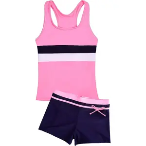 Girls Swimsuit Two Piece Tankini Swimwear with Boyshort
