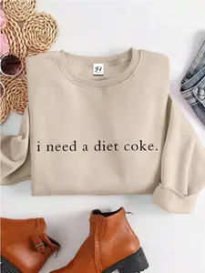 Women Slogan Print Crew Neck Long Sleeve Thermal Lined Casual Loose Sweatshirt For Autumn/Winter,Long Sleeve Tops Graduation,Back To School Outfits,Graduation,Teacher Outfits For Women,Back To School Pullover Fall Outfit