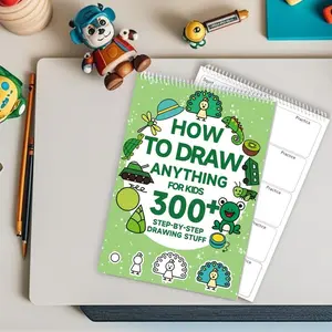 Cartoon Animal & Plant Pattern Drawing Book, 32 Pages Cartoon Drawing Book, Coloring Book, Drawing & Painting Supplies for Home & School