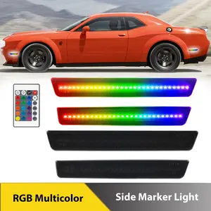 4Pcs LED RGB Front Rear Bumper Side Marker Lights For Dodge Challenger 2015-2023