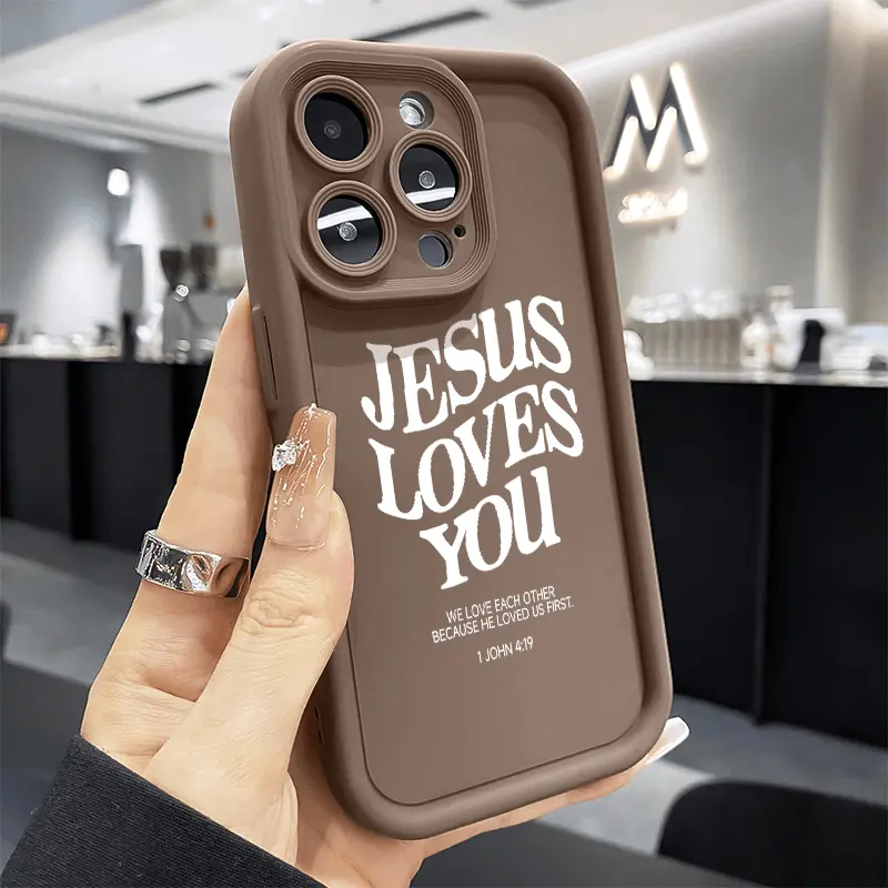 Phone case for iPhone 17 Pro Max 16 Plus 15 14 13 12 11 Air E Writing style JESUS Full Body Protection Shockproof Soft Silicone Cover
