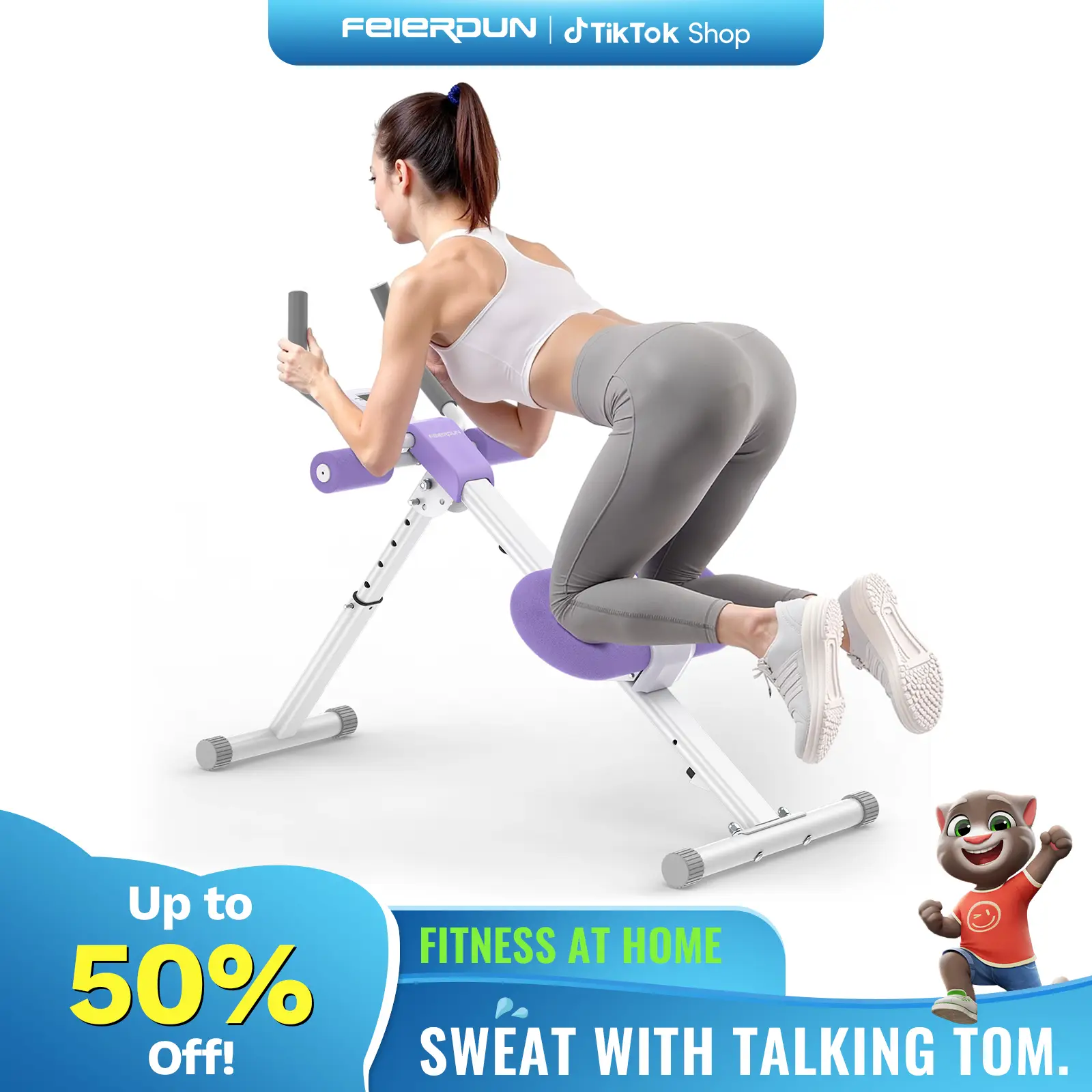 FEIERDUN Adjustable Ab Trainer Machine with LCD Monitor, Foldable Exercise Machine for Abs, Core, Arm, Leg, and Buttocks Shaping, Home Gym Workout Equ