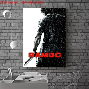 1 piece/set frameless canvas painting print poster, Classic Movie scenes Poster art，Rambo Movie Poster， a perfect gift for Movie loves, ideal gift for bedroom, living room, dorm hallway, kitchen, mural, wall decoration, room decor