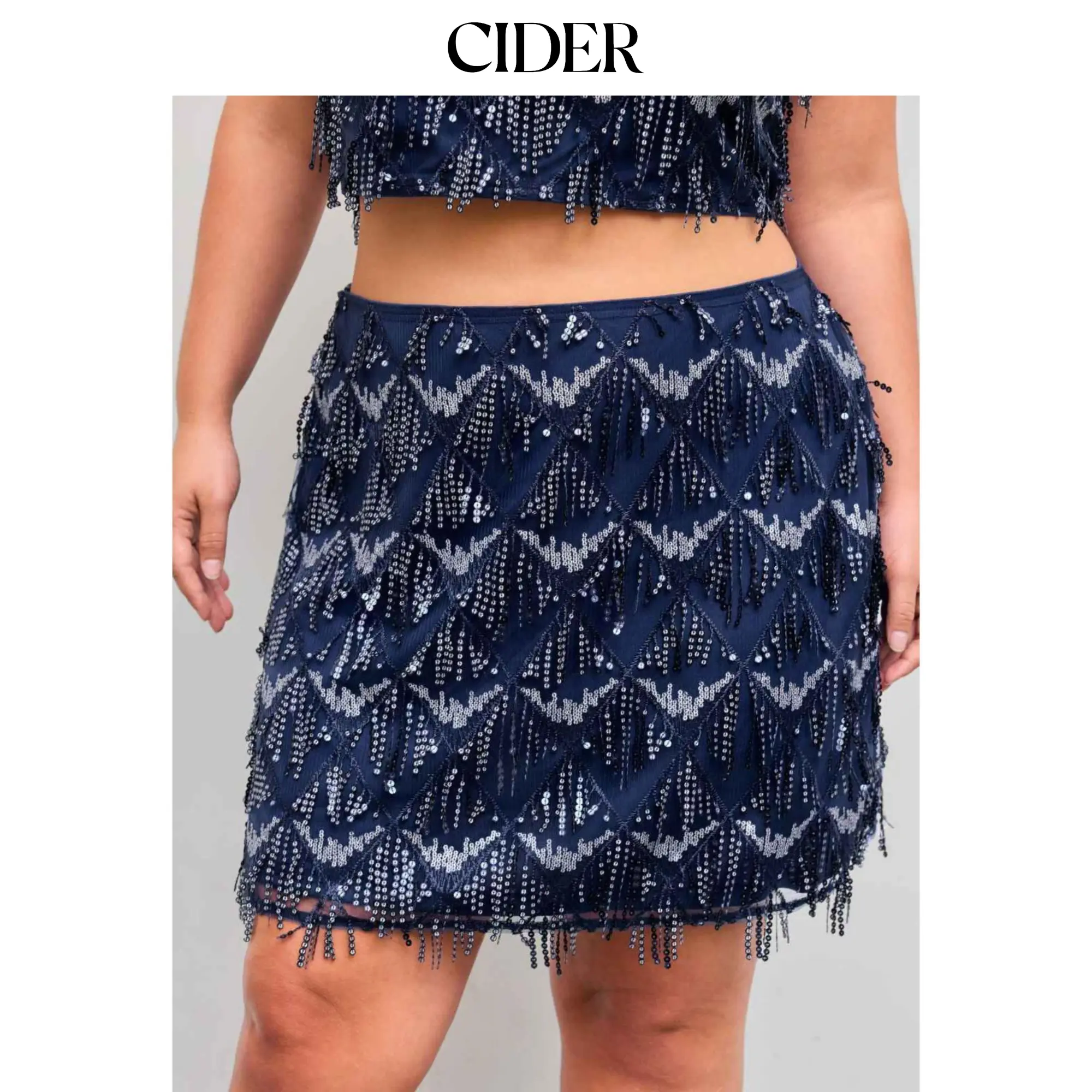 Cider [size 0-24] Sequin Mid Rise Solid Rhombus Mini Skirt Curve & Plus