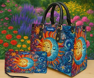 Personalized Sun & Moon Mini Pod Bag – Custom Name Cosmic Floral Edition