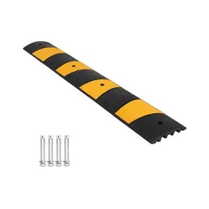Heavy Duty Rubber Parking Curb & Speed Bump – 72 Inch, 22,000 lbs Capacity, Integrated Cable Protection, Reflective Yellow-Black Strips, For Driveways, Garages, Warehouses, Parking Lots