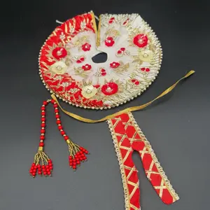 Idol Dress Set with Red and Gold Green and Blue Embroidery Beaded Tassel for Festive look