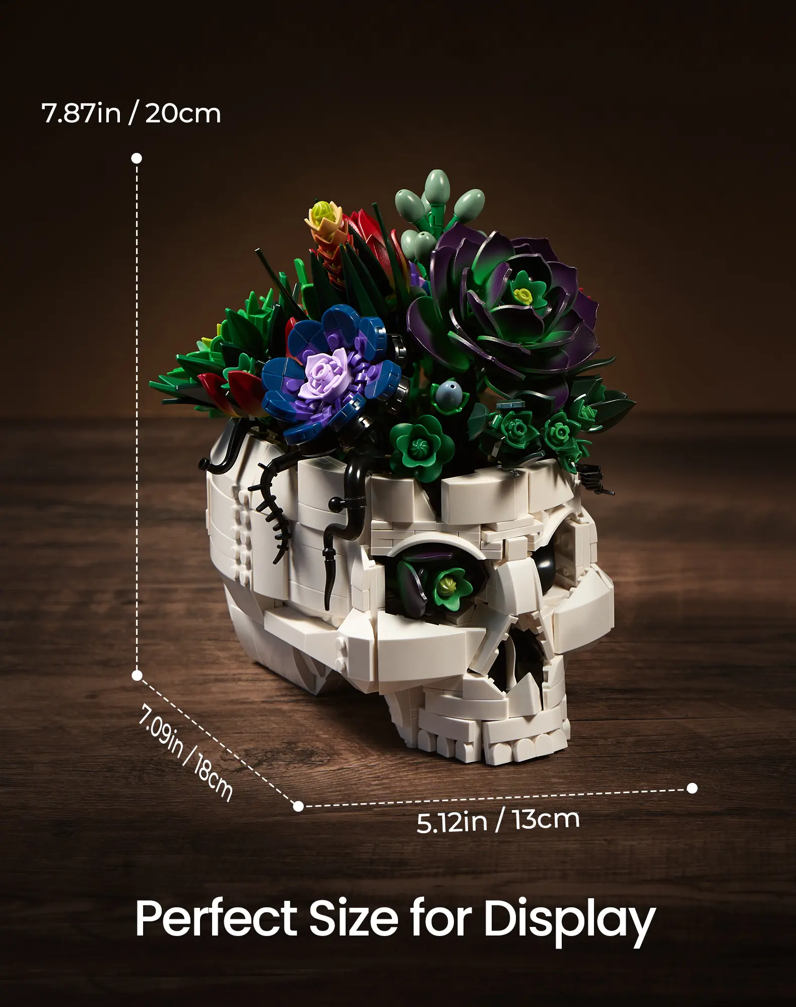 Supreowls Succulent Skull Flower Bouquet Building Set, Botanical