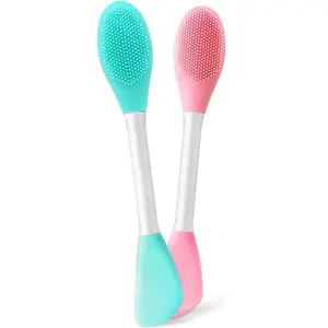 2-Pack Silicone Face Cleansing Brush - 2 in 1 Exfoliating & Massaging Face Scrubber, Gentle Deep Pore Cleansing & Blackhead Remover, Perfect for DIY Face Masks & Daily Skincare