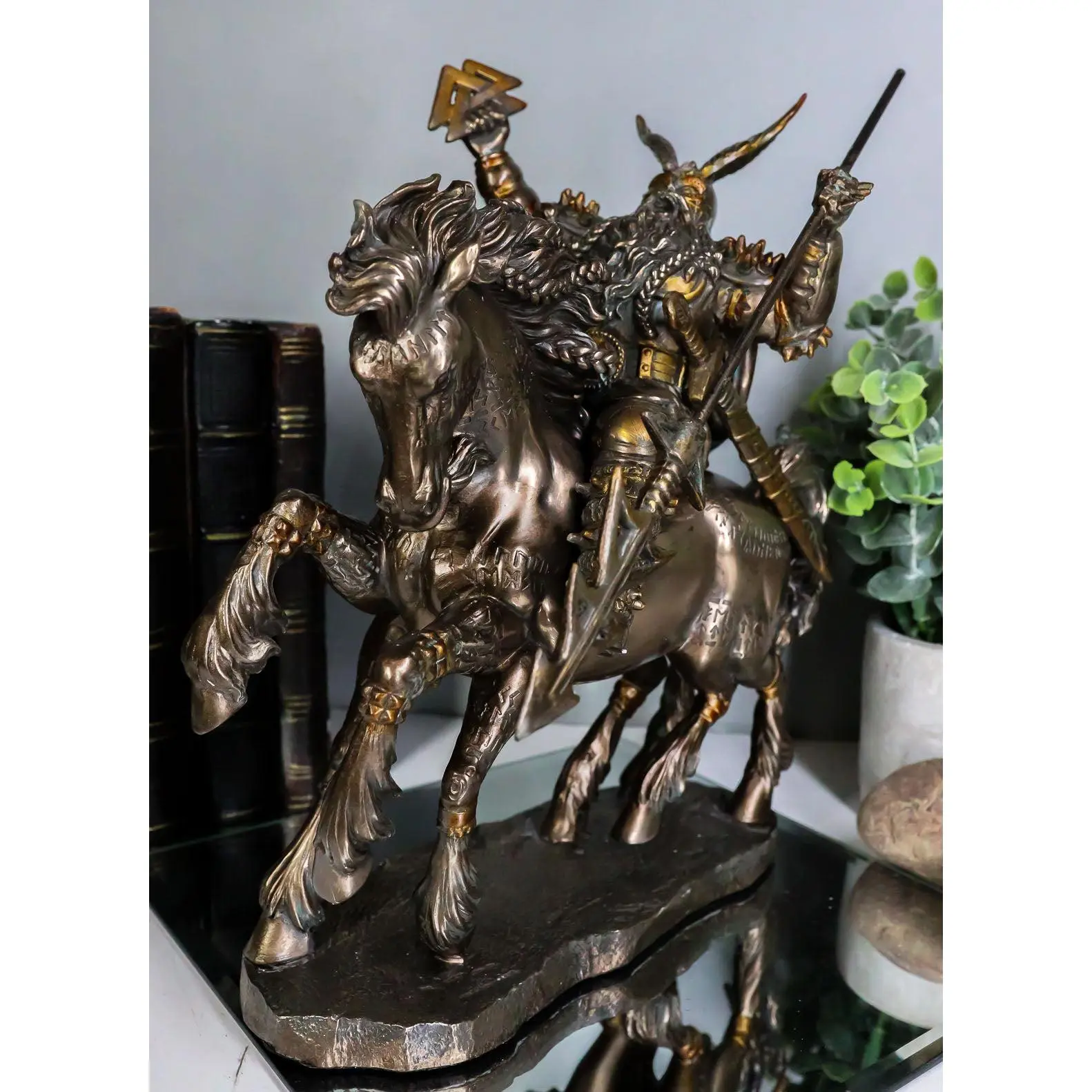 Ebros Norse Viking God Battle Cry Alfather Odin Riding On Sleipnir To Hel Figurine 9"L