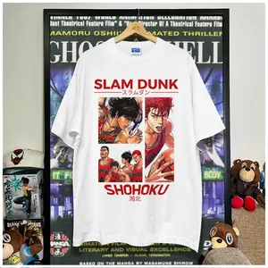 Slam Dunk Anime Vintage Graphic Print Men's Round Neck Tee, Casual Short Sleeve T-shirt for Summer, Fashion Men's Top for Daily Wear Menswear Tshirt Streetwear Crewneck Tropical Operator Wetsuit Shortsleeve White