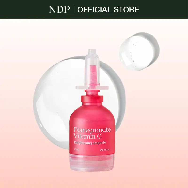 NATURAL DERMA PROJECT Pomegranate 10% Vitamin C Brightening Ampoule, Vegan Face Serum with Niacinamide for Dark Spots & Radiance Boost, 10ml, Dark Spots Removal, Morning Routine