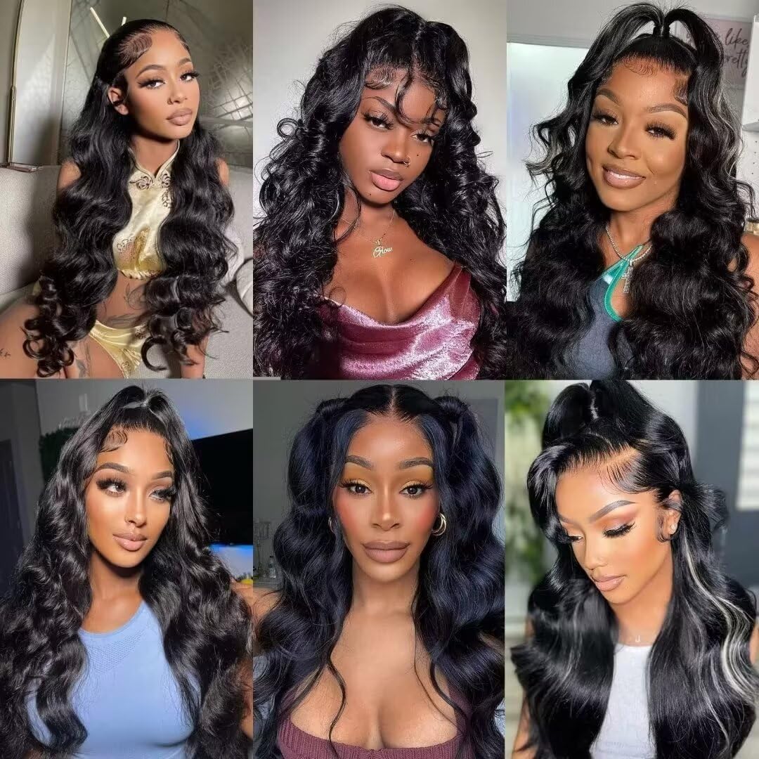 Mamushow 360 Lace Wigs Invisible Strap Drawstring Body Wave 250% Density Human Hair HD Transparent Lace Front Wavy wig Natural Color