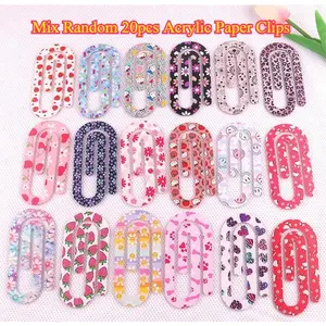 Jumbo 20pcs Different Mix Acrylic Paper Clips for Teacher /Friends Appreciation Gift 4 Inch Paperclip Bookmark Gift Set- Flowers, Leopard Prints, Strawberries, Animals, Cherries, Fruits, Love Hearts, Smile Faces, Pencils or Other Random Cartoon Design Etc