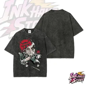 Roronoa Zoro One Piece AnimeStreetwear Vintage UnisexT---Short Sleeve Cotton Unisex Retro wash Tee