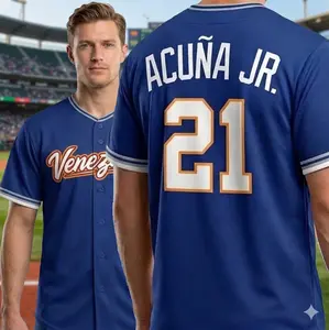 ALL MEMBER Men's Custom NEW #21 RoyalWhiteVenezuela Baseball 2026 World Classic Road Stadium Jersey, Vintage Streetwear Baseball Jersey - Casual Baseball Jersey Outfits - Unisex - Trendy Baseball Jerseys #tiktokfashion #gamedayfit #USA #baseball