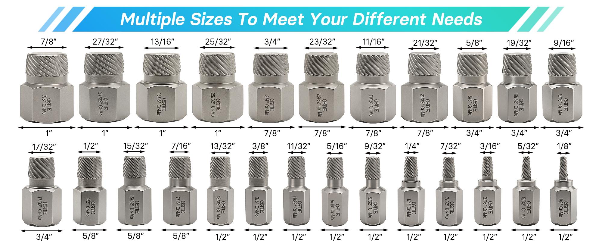 25Pcs Hex Bolt Extractor Set, Easy Out | Multi-Spline Extractor for Stripped/Broken Bolts, Cr-Mo Steel, Durable Rustproof, Essential Auto Mechanic Tool & Home DIY