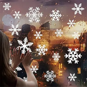 Four Snowflake Window Stickers Set, Christmas New Year Glass Decorations, Home Shop Festival Atmosphere Setup, Holiday Decoration Supplies