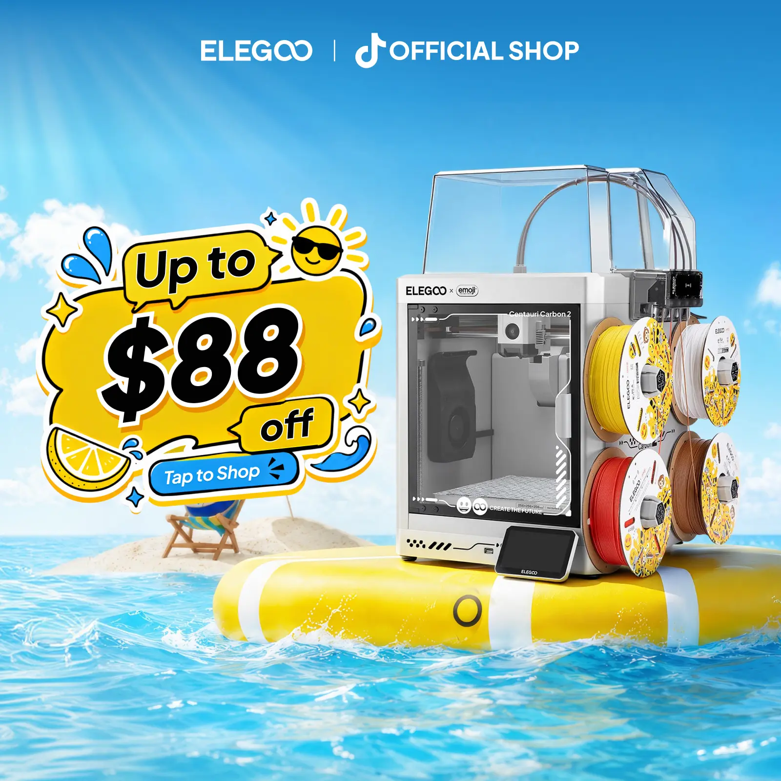 ELEGOO Centauri Carbon 2 3D Printer Combo Pack - Enclosed Cabinet, Silent Print, Auto Calibration 3D Printing Supply for Computers & Office Equipment, Enclosed Cab.