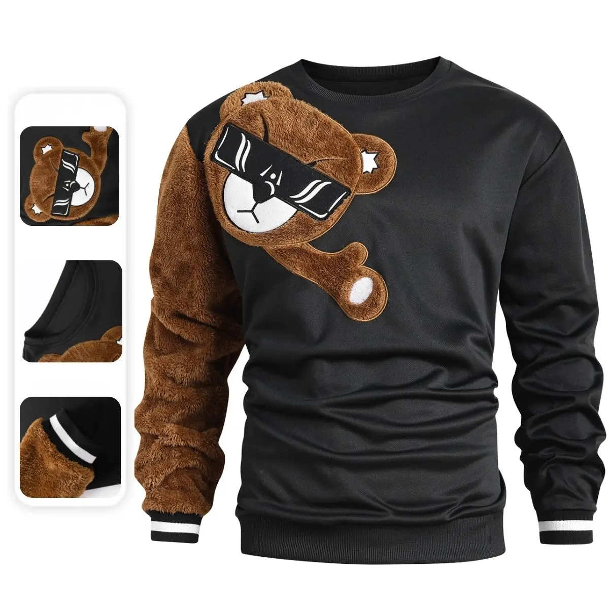 New men's cute and funny style sunglasses with bear embroidery pattern casual top New men's cute and funny style sunglasses with bear embroidery pattern casual top