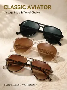 3-piece set of classic retro aviator sunglasses, unisex, lightweight, perfect for photo shoots, travel, shopping, and daily outings, featuring protective double-bridge frames [Gift box not included]