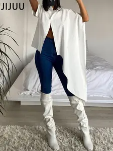 Women's Asymmetrical Shirt Top, Fashionable Shawl Collar Blouse, Street Style Versatile Design, Perfect for Casual Wear