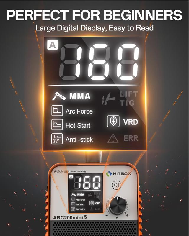 ARC200mini3 HITBOX 2-IN-1 Perfect Stick Welder 160A MMA/Lift Tig Portable Handheld with LCD Display & Anti-Stick Technology for Beginners welder  machine