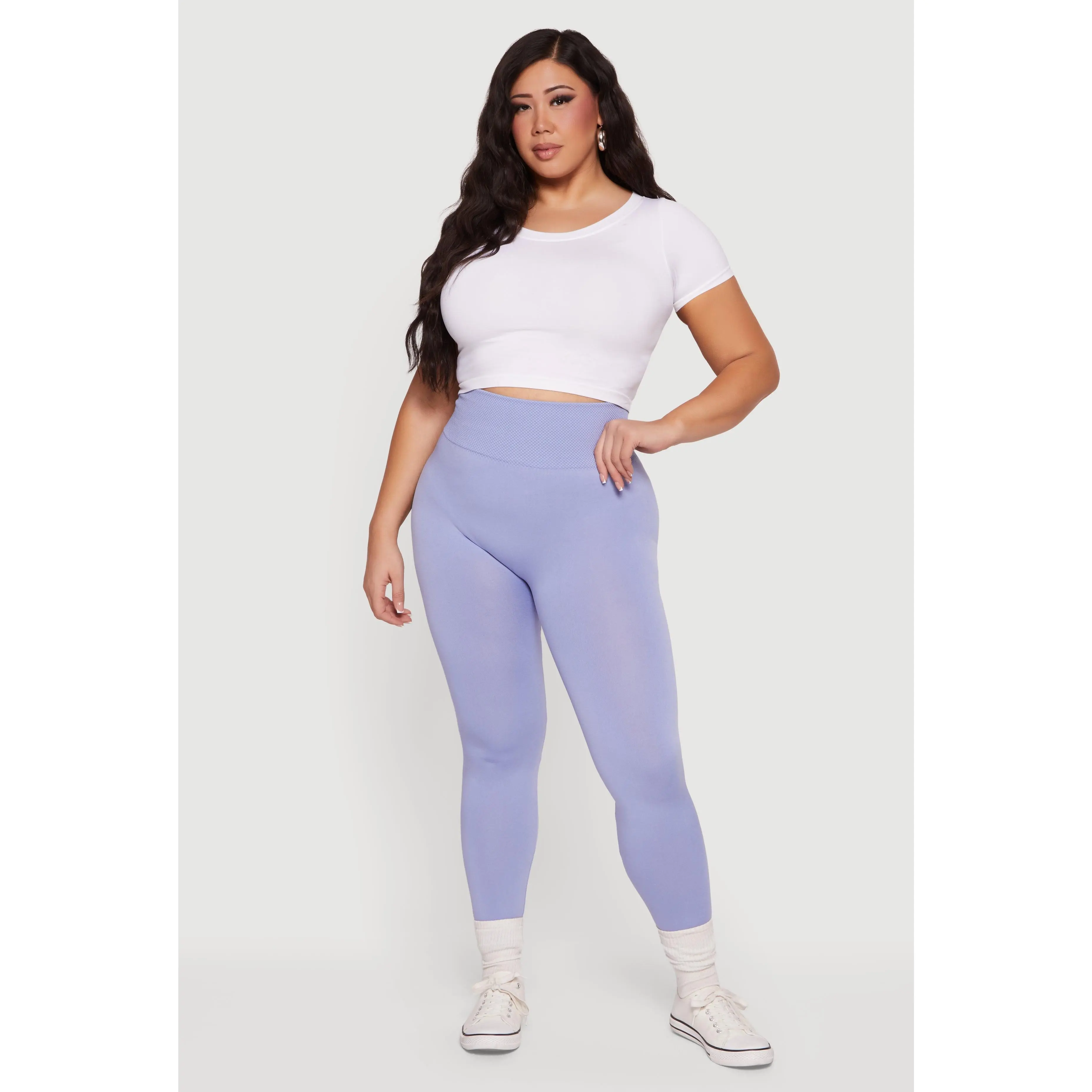 Plus Size Waffle Knit Waist Leggings