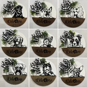 Dog Door Hanger, Pet Welcome Sign, Door Hanger, Pet Portrait Wreath, Front Door Decor, Pet Lovers Sign, Pet Owner
