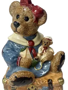 1997 Boyds Bears Vintage Bailey Bear On Suitcase Cookie Jar New Box MIB 390002