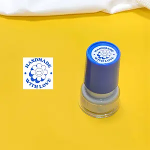 Handmade Love Reward Stamp, Smiley Face Design, Blue Ink, Perfect for Gift Boxes and Packaging, Unique Handcrafted Seal