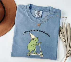 Dad Frog Comfort Colors Shirt Off to Commit Dad Foolery TShirt Funny Frog Scooter Gift For Dad Funny Dada Shirt Pregnancy Announcement Tee, Fathers Day Gift, Fathers Day Shirt - KitchenEra